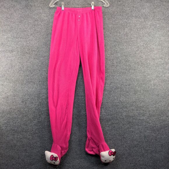 Hello Kitty Sanrio Women's Footed Pajama Pants Pink Medium Sleepwear RARE 2011 - Picture 2 of 12